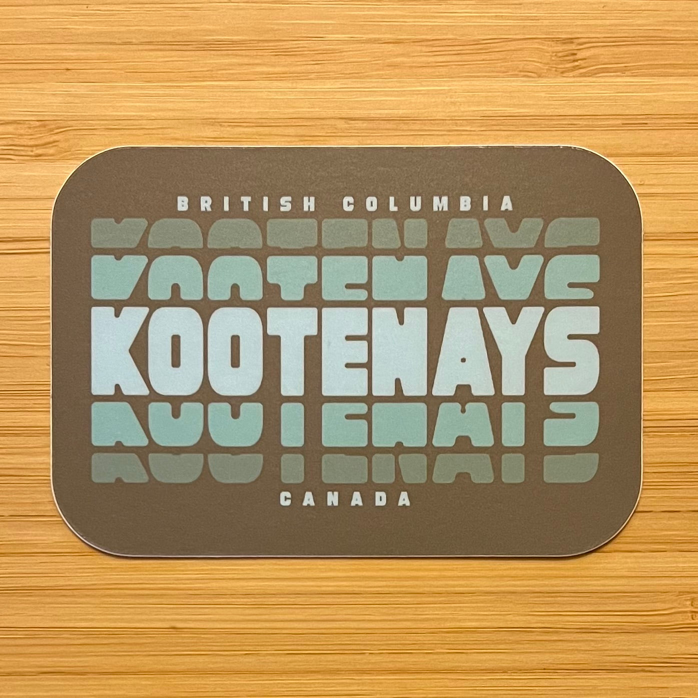 Kootenays Sticker - Fade Rectangle - Turquoise on Grey - #8